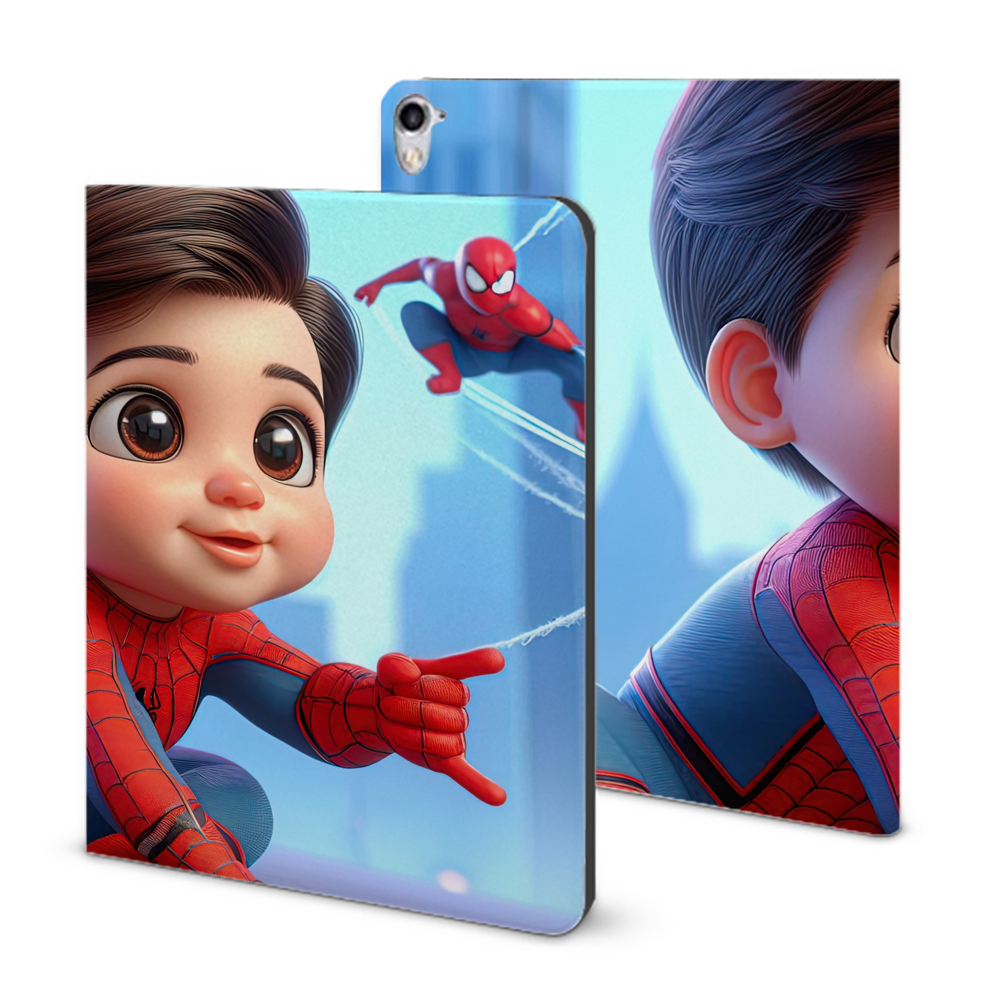 （画像用） Spider Man スパイダーマン IPad ケース ブック型 PUレザー TPU 耐衝撃 軽量 薄型 ペン収納なし 全面保護 IPad 各モデル対応